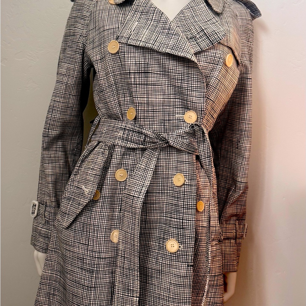 Stylish Black and White Burberry London Trench Coat